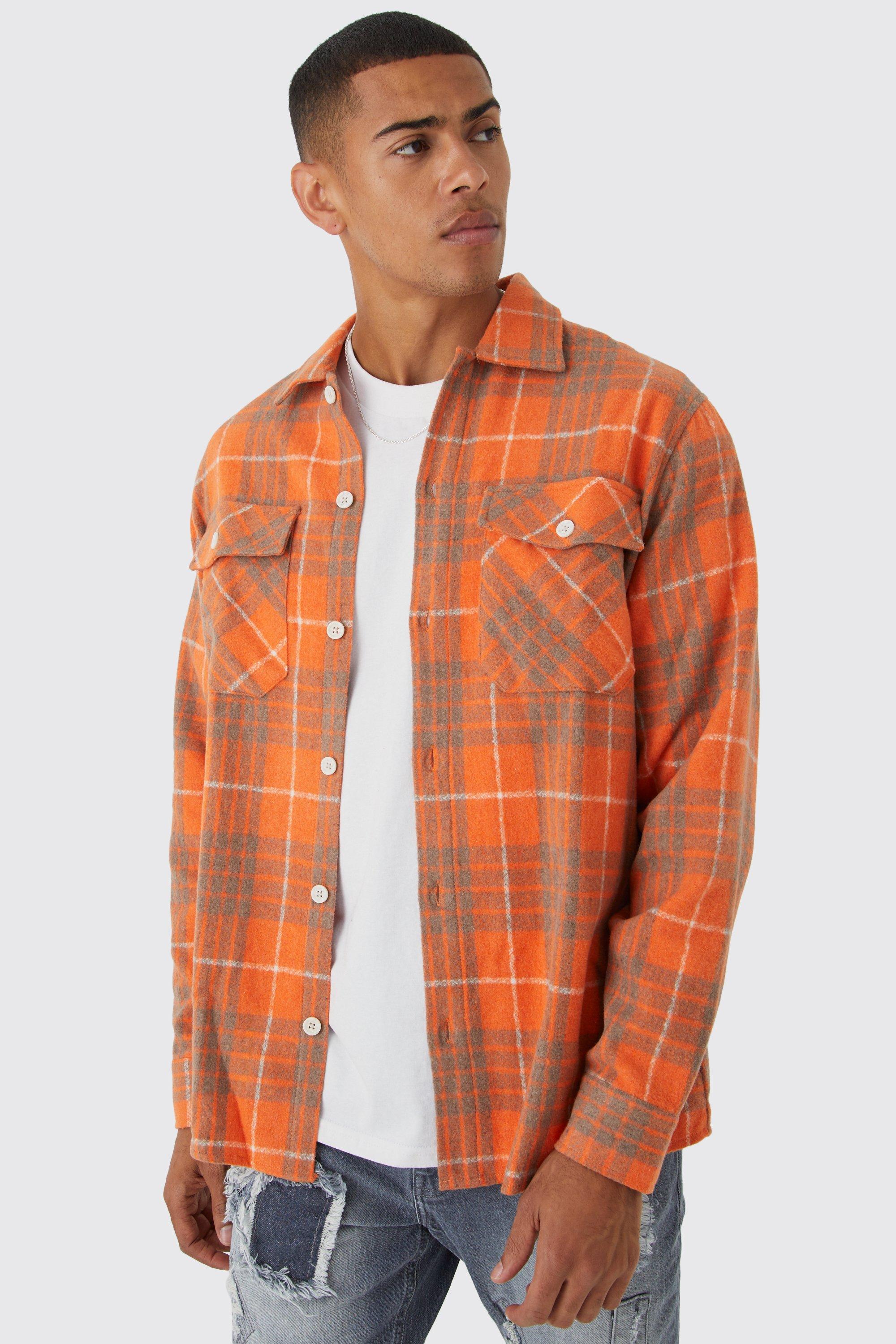 boohooMAN Long Sleeve Longline Flannel Shirt - Green - Size XS