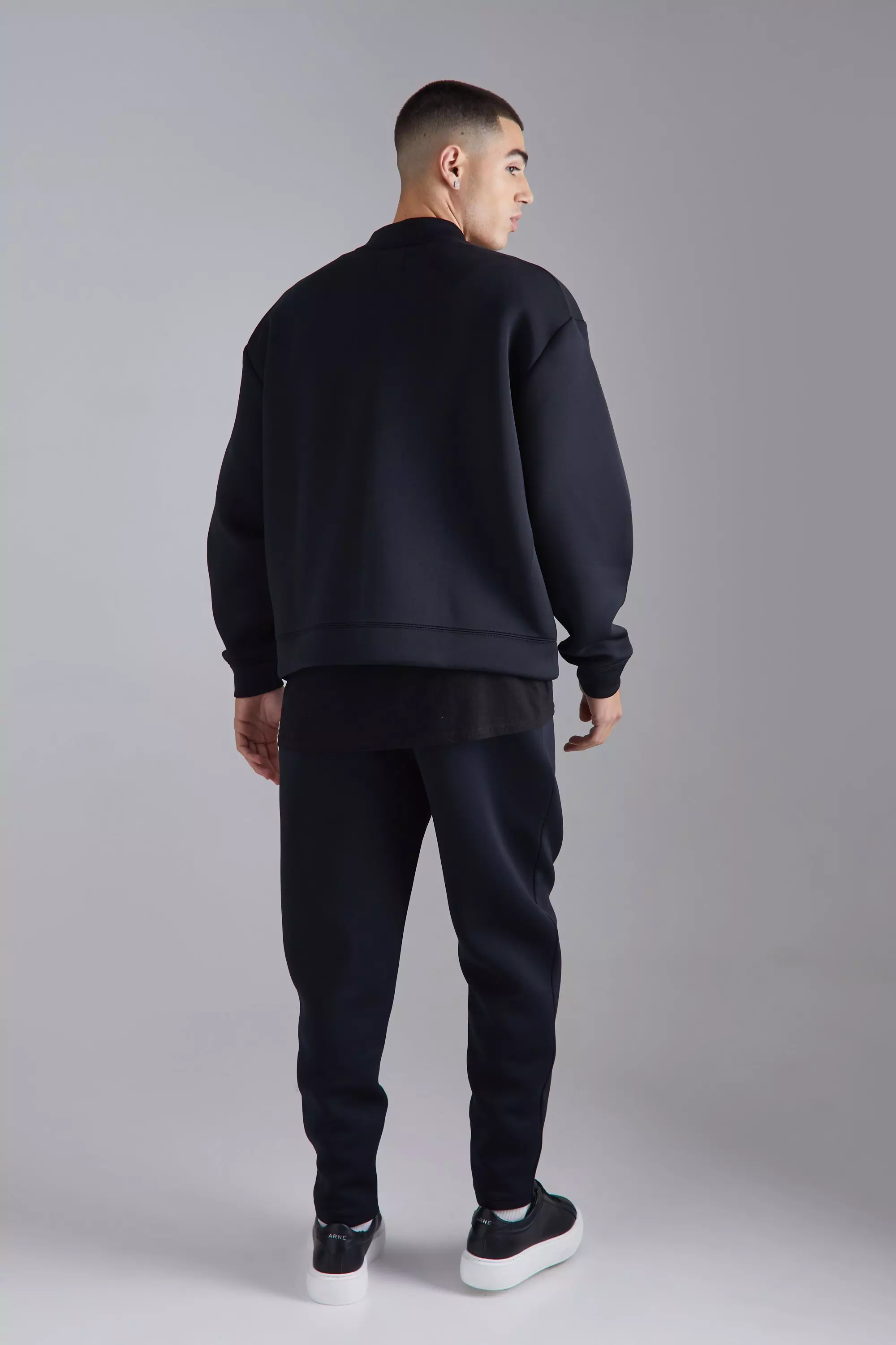 Black Oversized Boxy Bonded Scuba Bomber Set alternative image