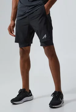 Black Active 2 In 1 Reflective Shorts