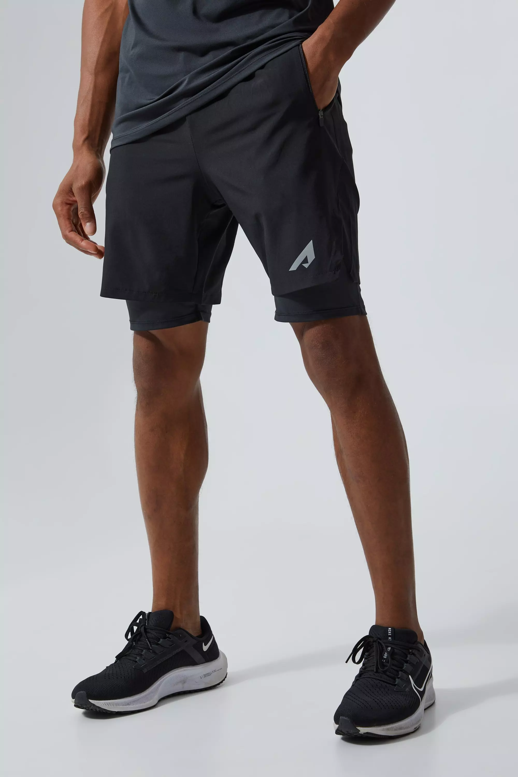 Active 2 In 1 Reflective Shorts Black