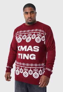 Plus Xmas Ting Christmas Sweater Burgundy