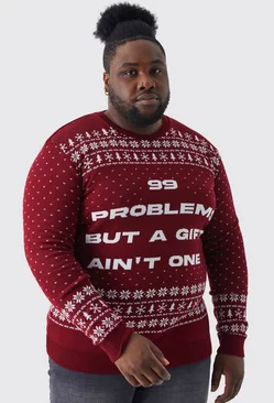Plus 99 Problems Christmas Sweater Burgundy
