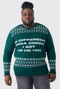 Plus I Got Ho Ho Hos Christmas Sweater Green