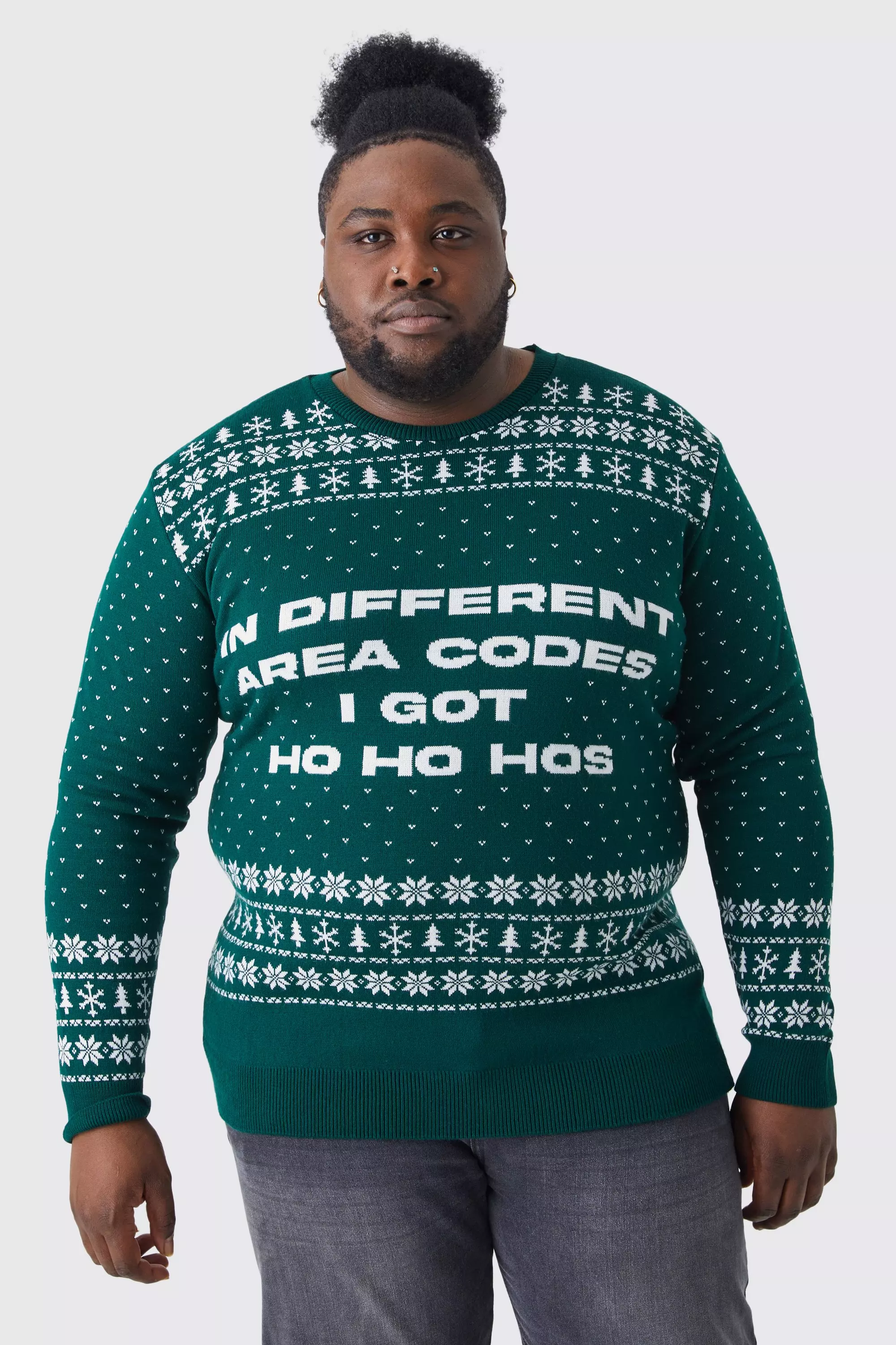 Plus I Got Ho Ho Hos Christmas Sweater Green