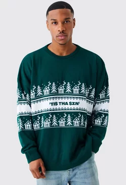 Oversized Tiz Tha Szn Christmas Sweater Green