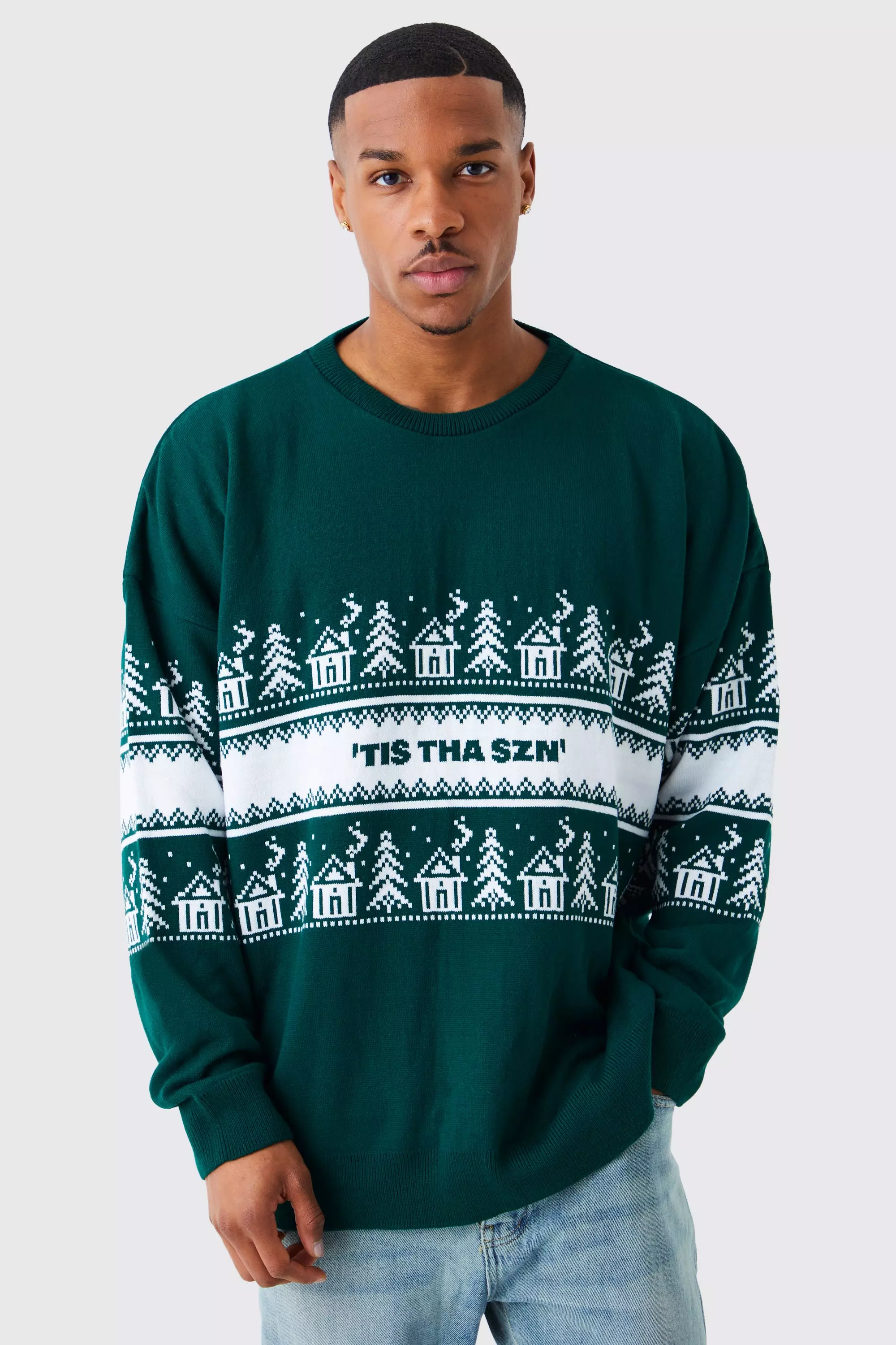 Green Oversized Tiz Tha Szn Christmas Sweater