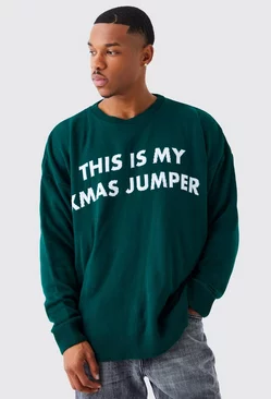 Oversized This Is My Christmas Sweater Green