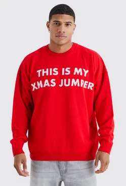 Oversized This Is My Christmas Sweater Red