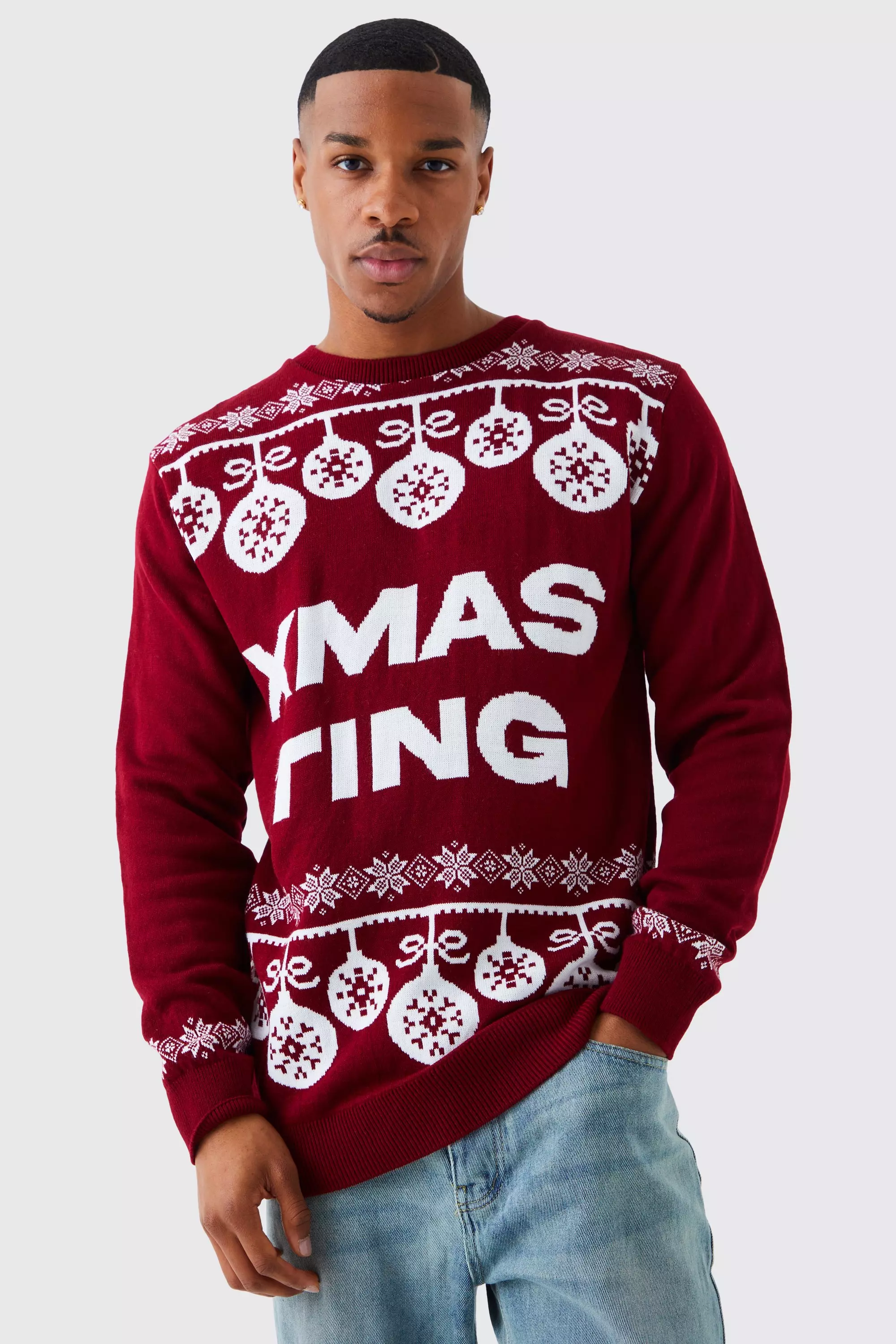 Burgundy Red Xmas Ting Christmas Sweater