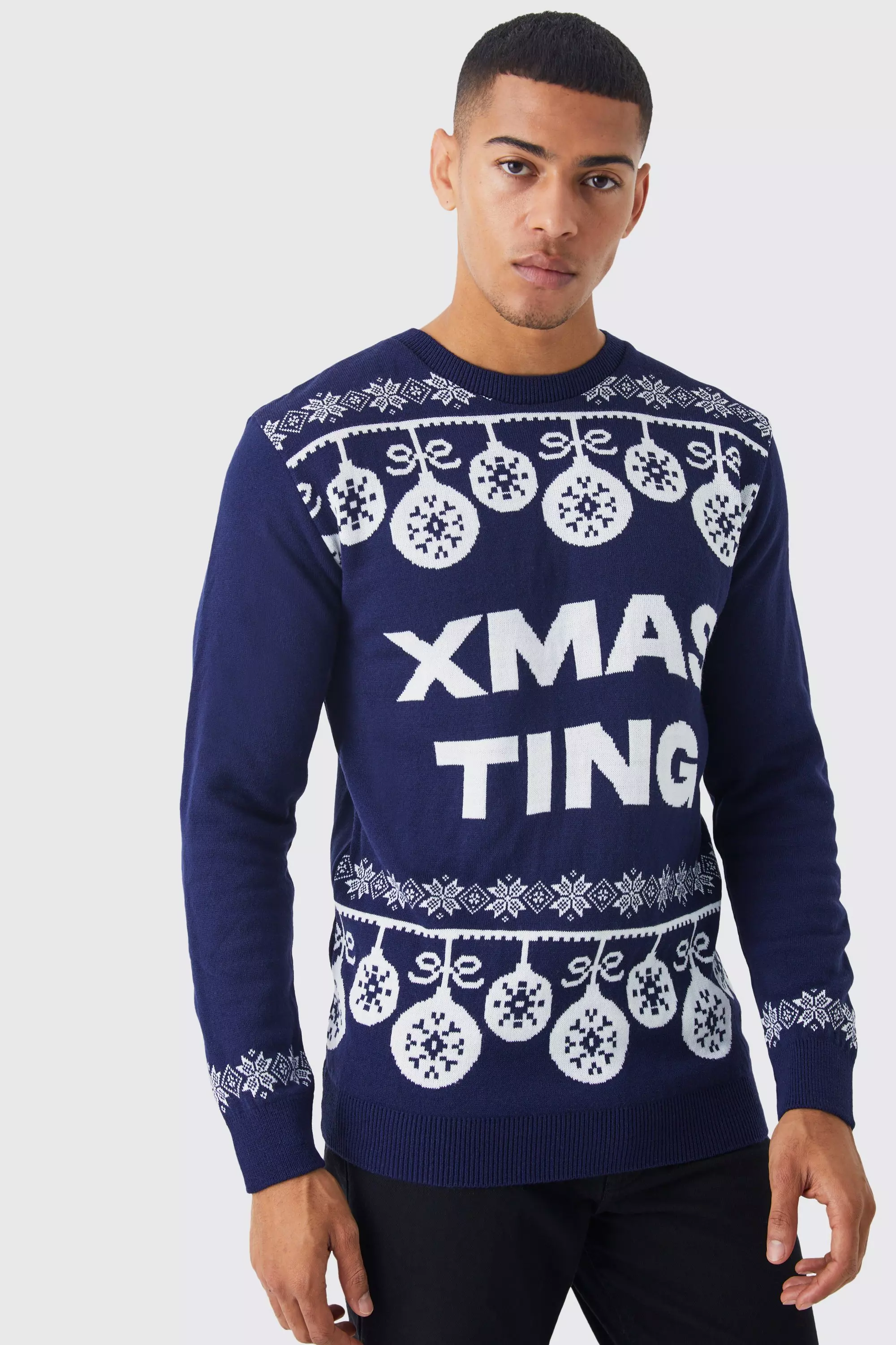 Pull de Noël à slogan Xmas Ting, Navy autre image