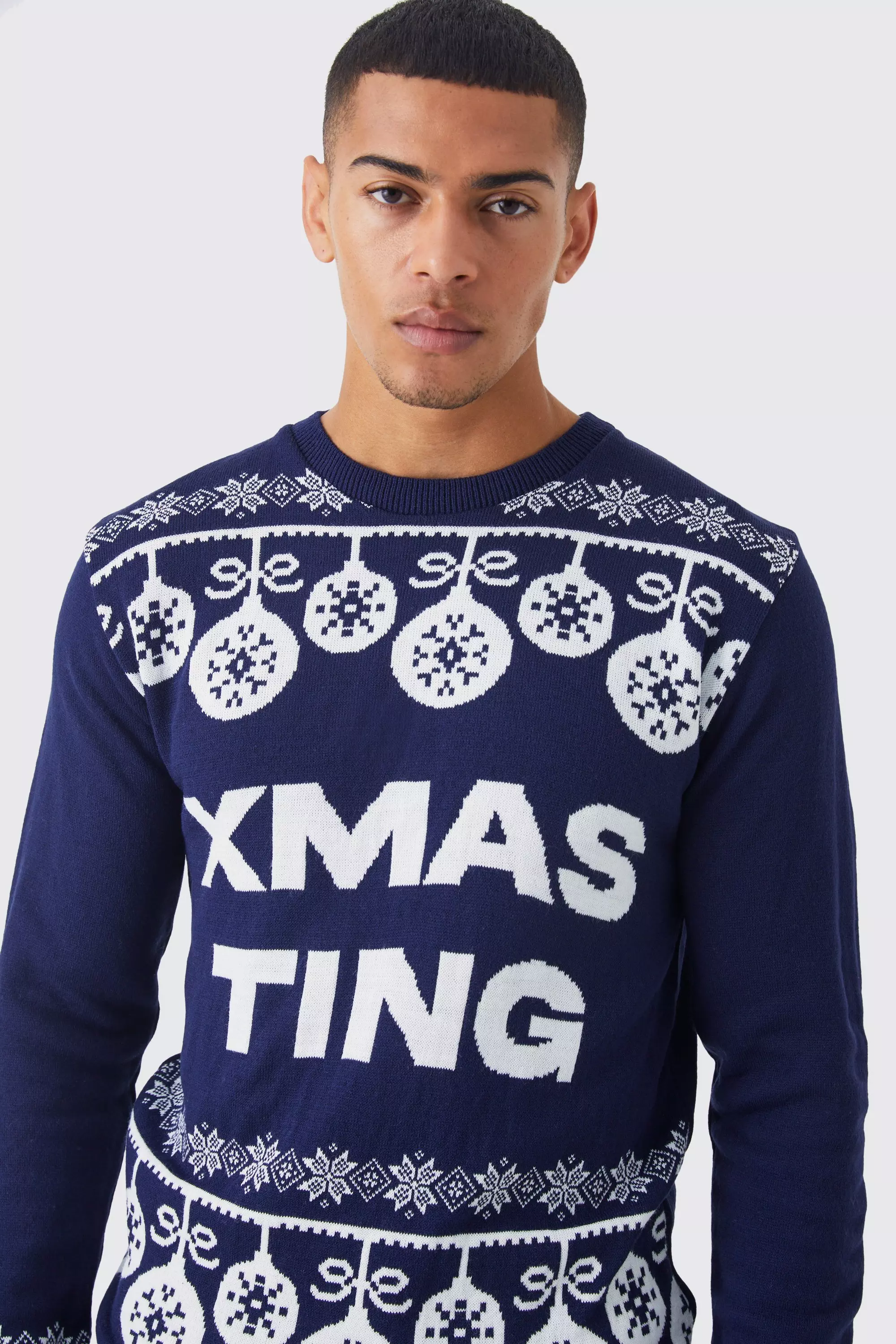 Pull de Noël à slogan Xmas Ting, Navy autre image
