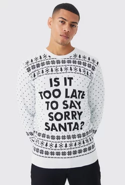White Sorry Santa Christmas Sweater