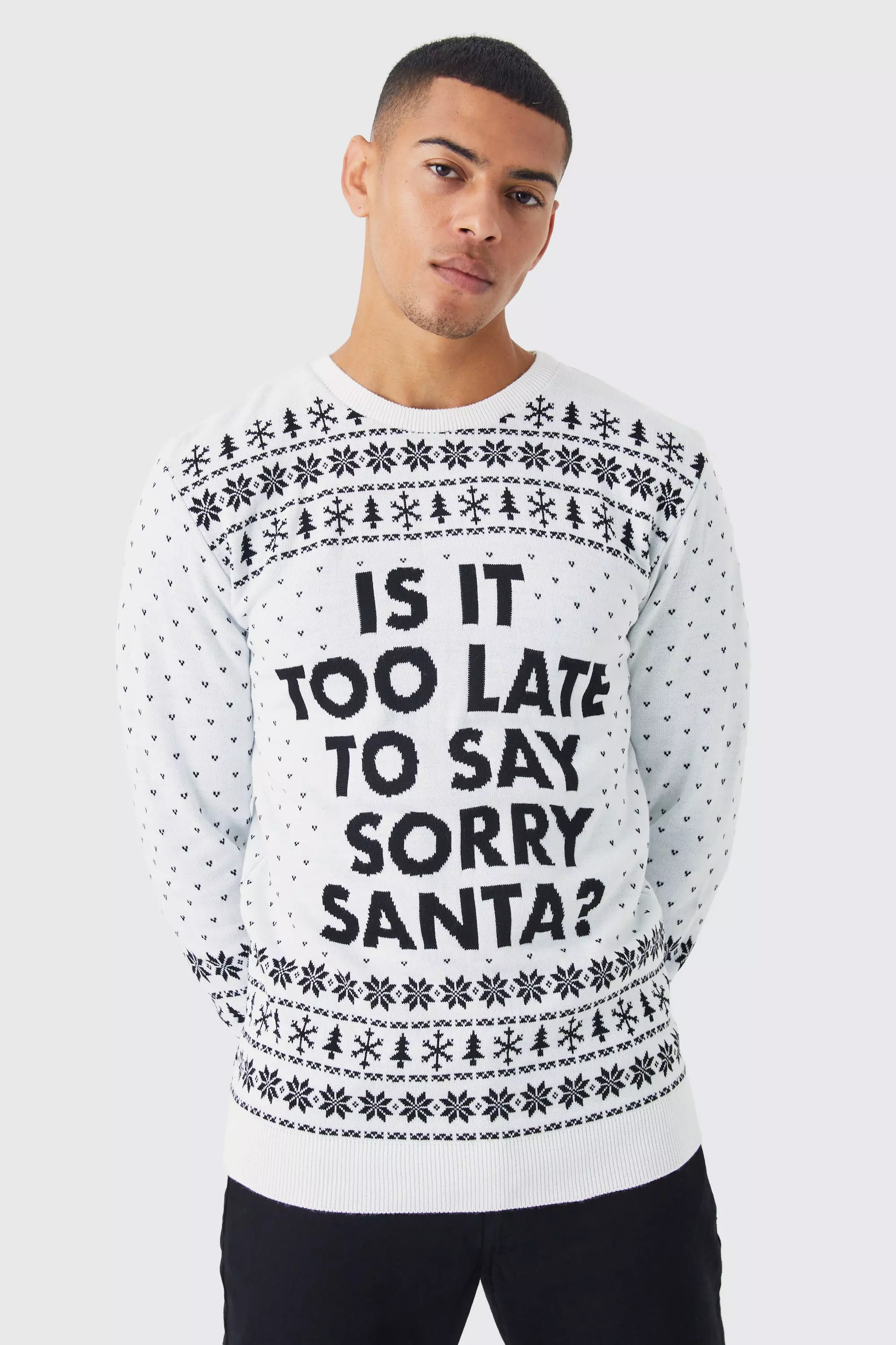 Sorry Santa Christmas Sweater White