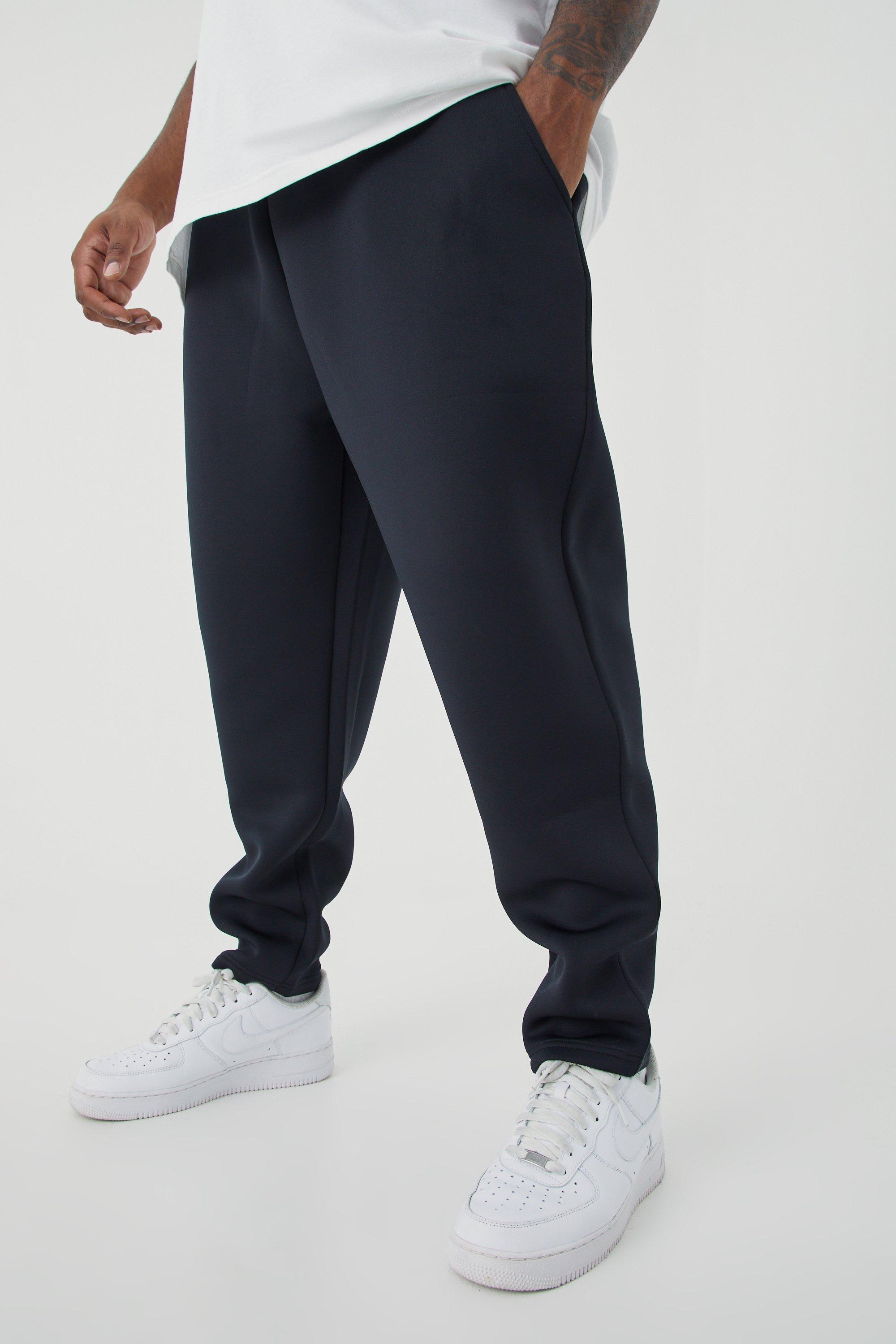 BoohooMAN Tall Slim Tapered Cropped Bonded Scuba Jogger in White for Men