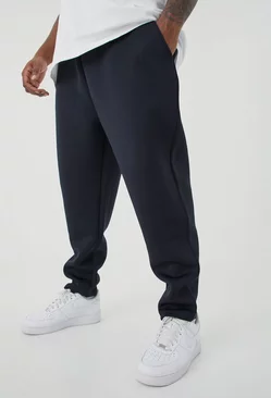 Black Plus Slim Tapered Cropped Bonded Scuba Sweatpants