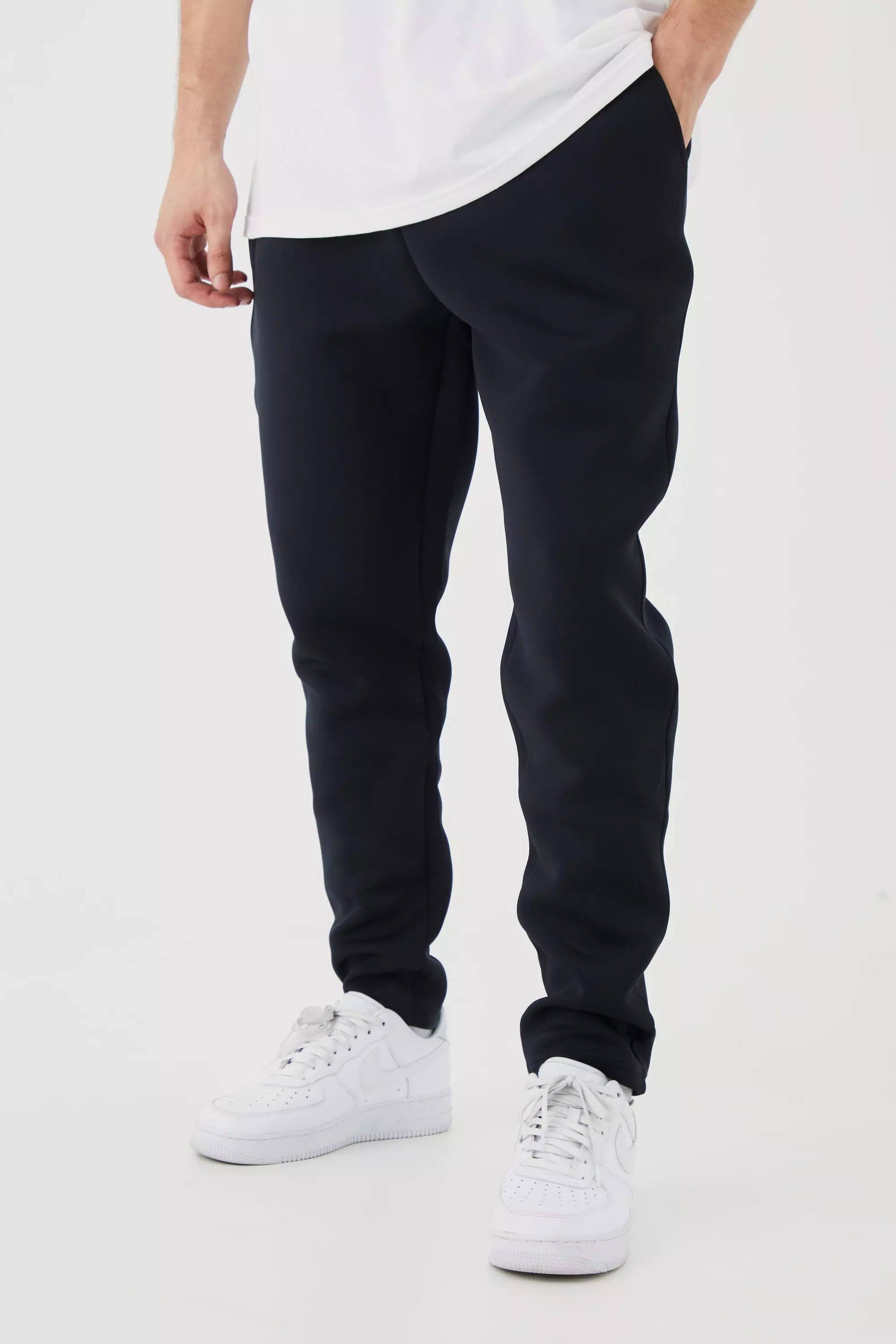 Black Tall Slim Tapered Cropped Bonded Scuba Joggers alternative image