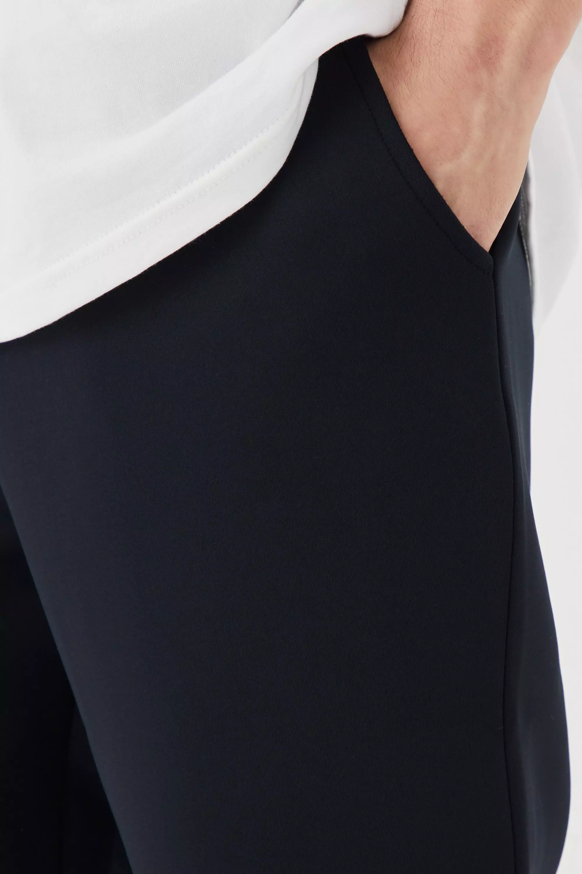 Black Tall Slim Tapered Cropped Bonded Scuba Joggers alternative image