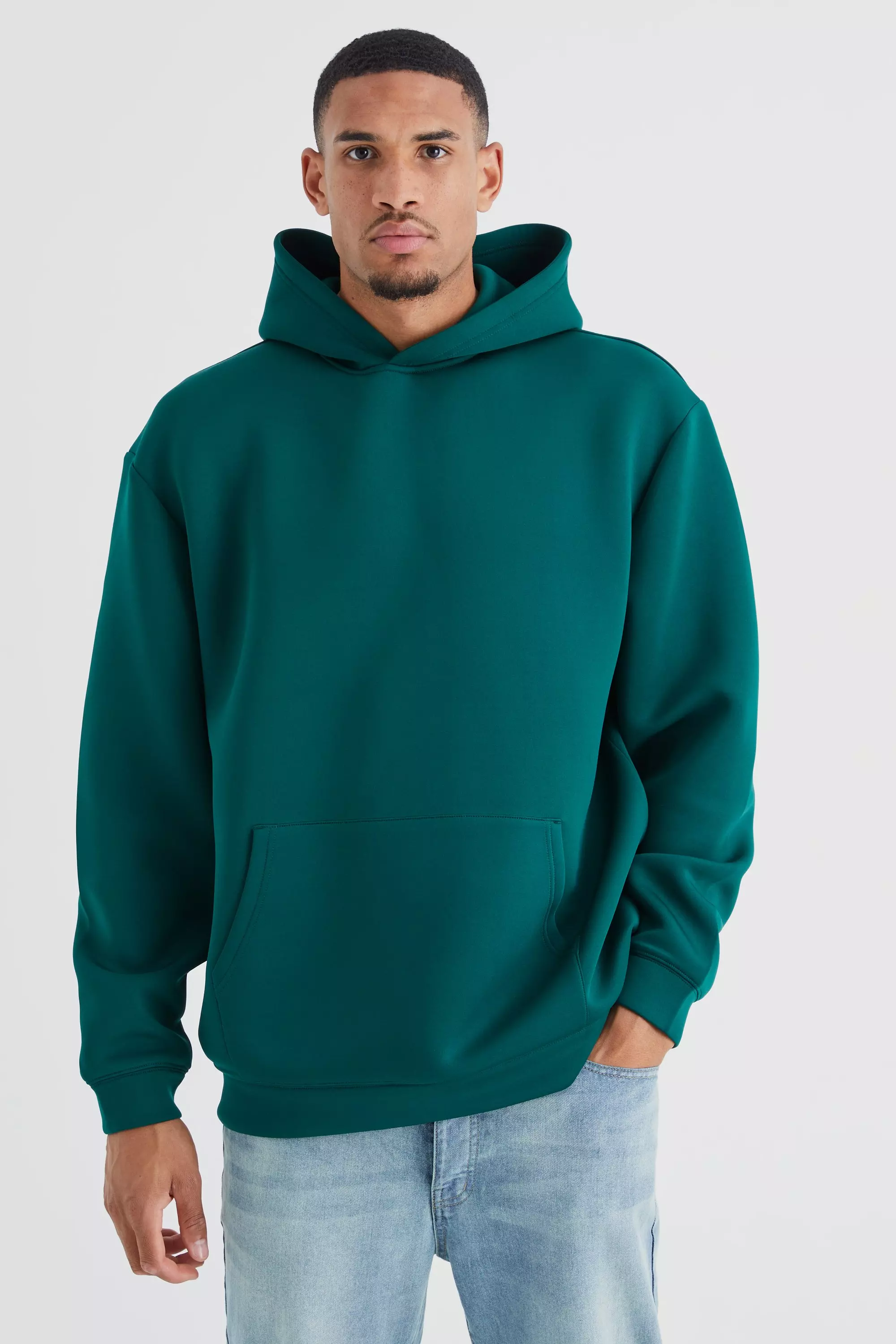 Tall Oversized Bonded Scuba Hoodie Forest