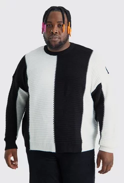 Black Plus Oversized Pleated Colour Block Sweater