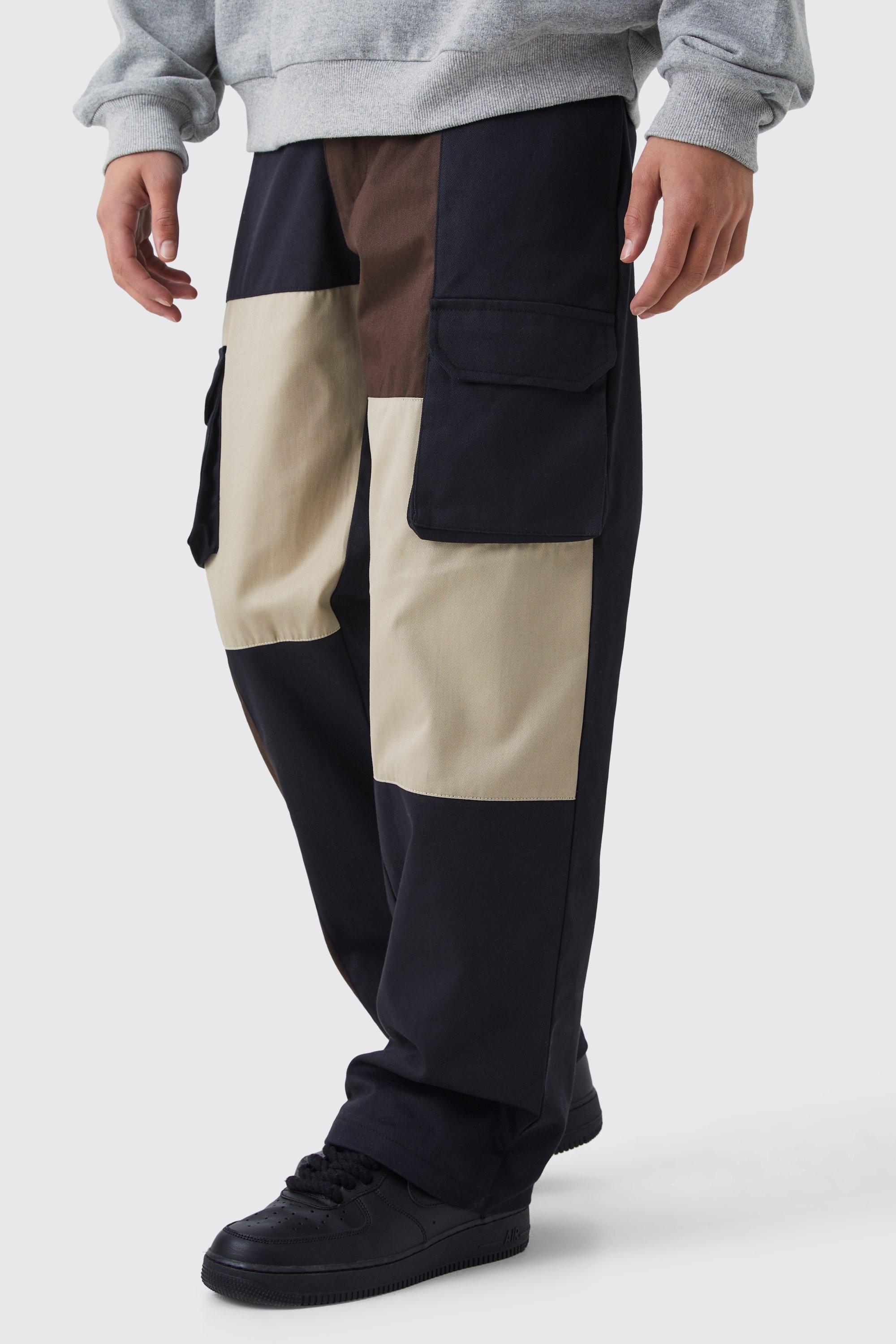 Relaxed Fit Multi Colour Block Cargo Pants