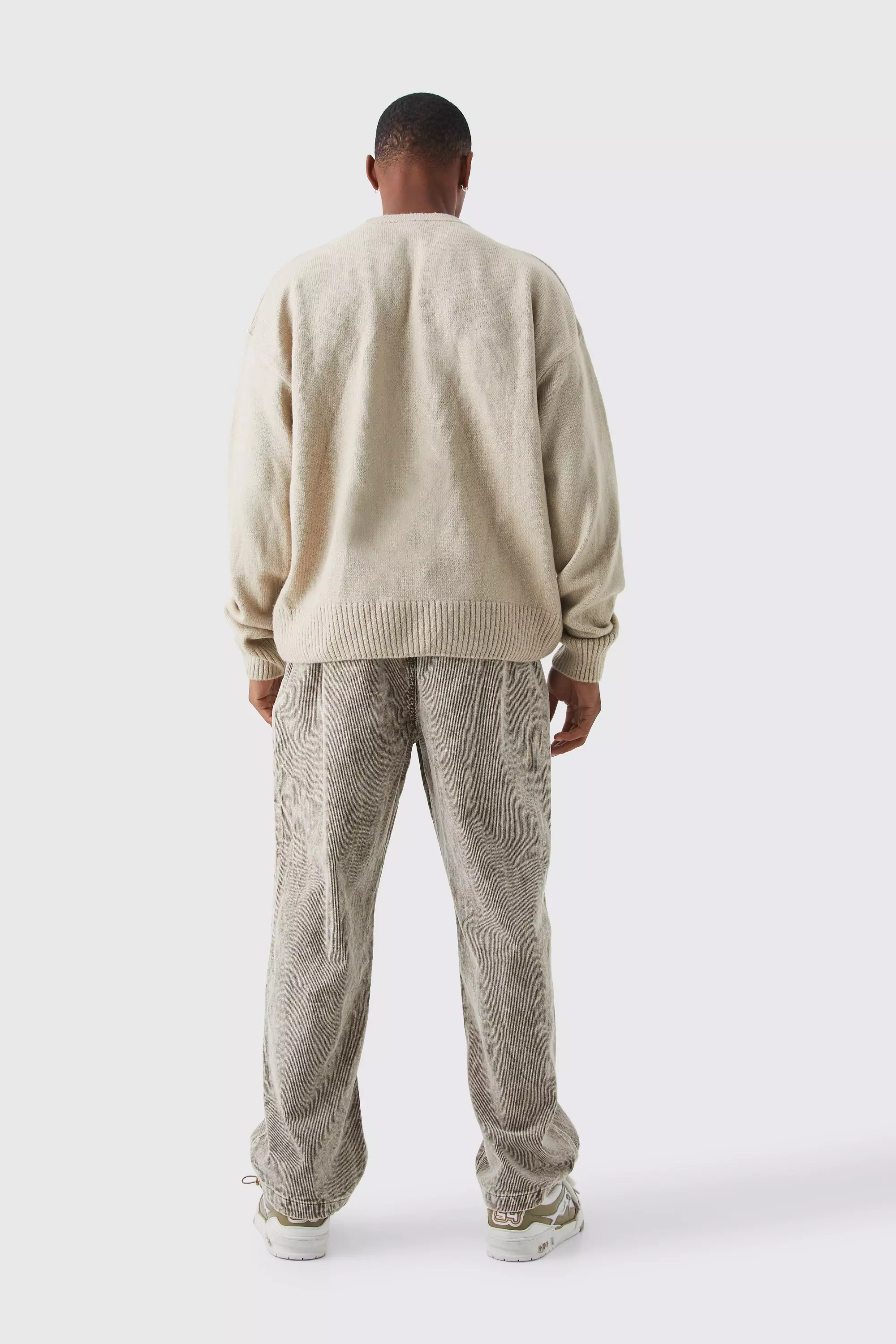 Stone Boxy Homme Extended Neck Brushed Rib Knit Jumper alternative image