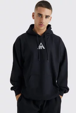 Man Oversized Embroidered Hoodie Black