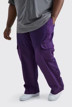 Plus Slim Fit Colour Block Cargo Pants With Woven Tab Purple