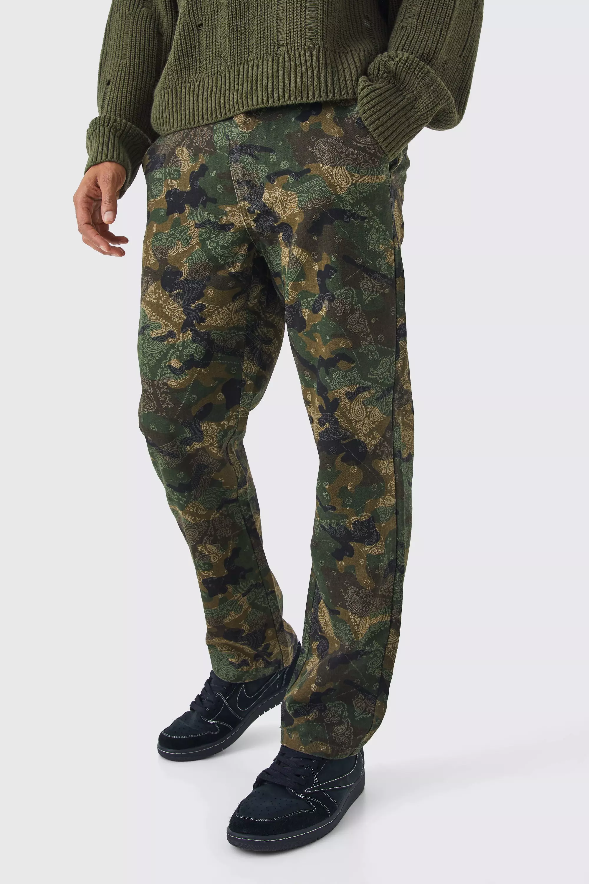 Straight Camo Bandana Cargo Pants | boohooMAN USA