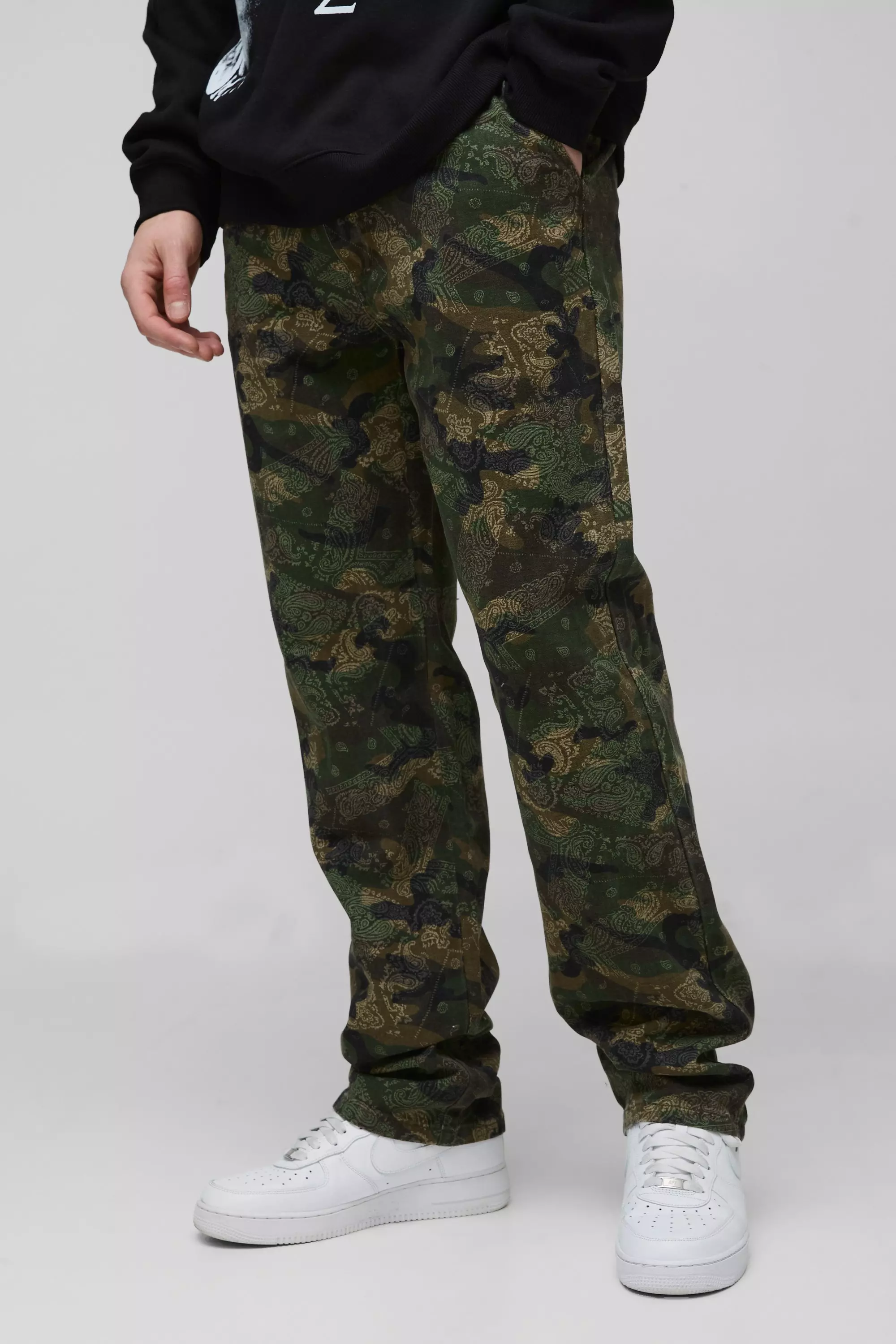 Tall Straight Camo Bandana Cargo Trouser Dark green