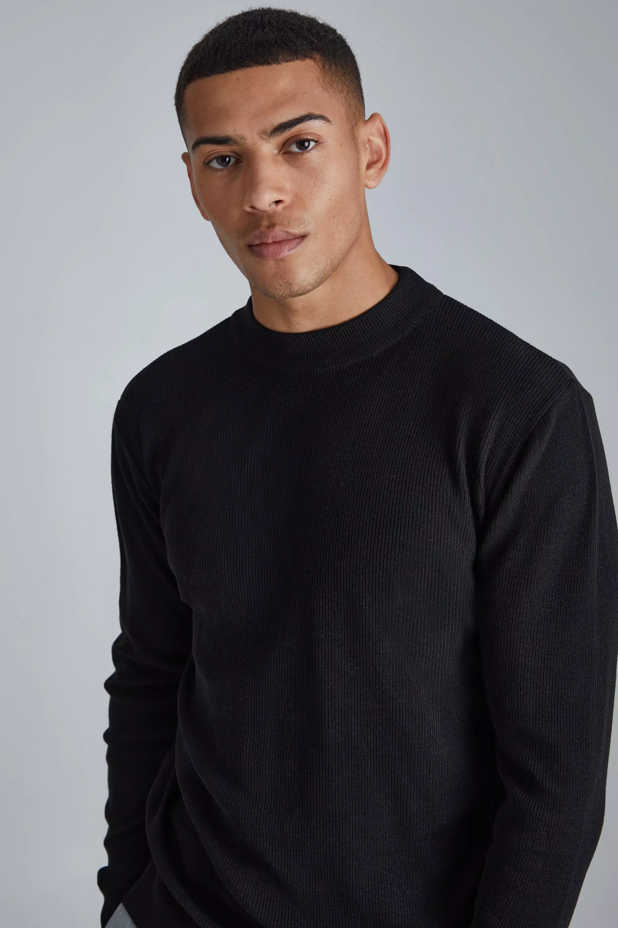 Turtle neck ribbed jumper sales