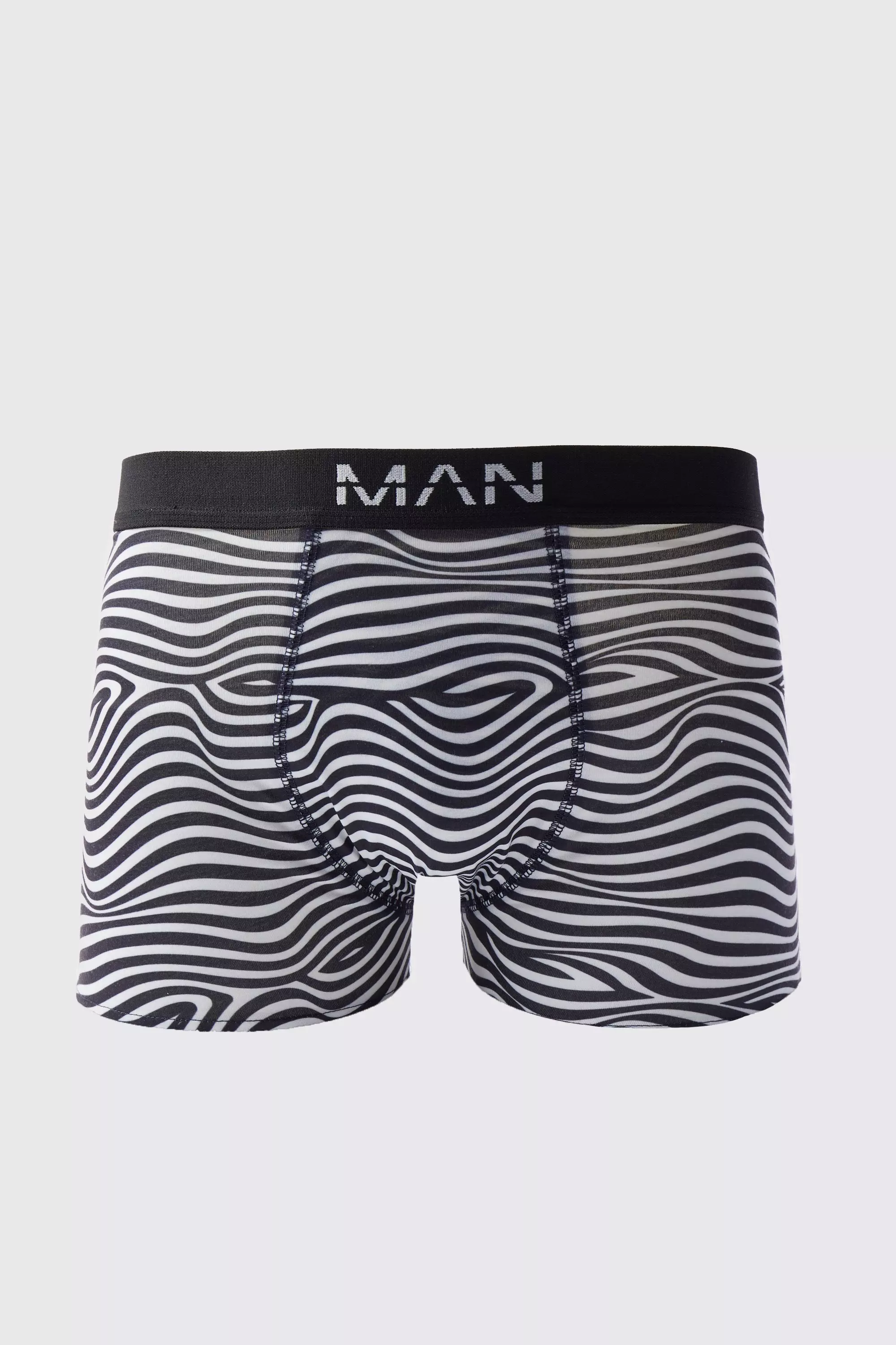 Wavy Stripe Print Boxers Black