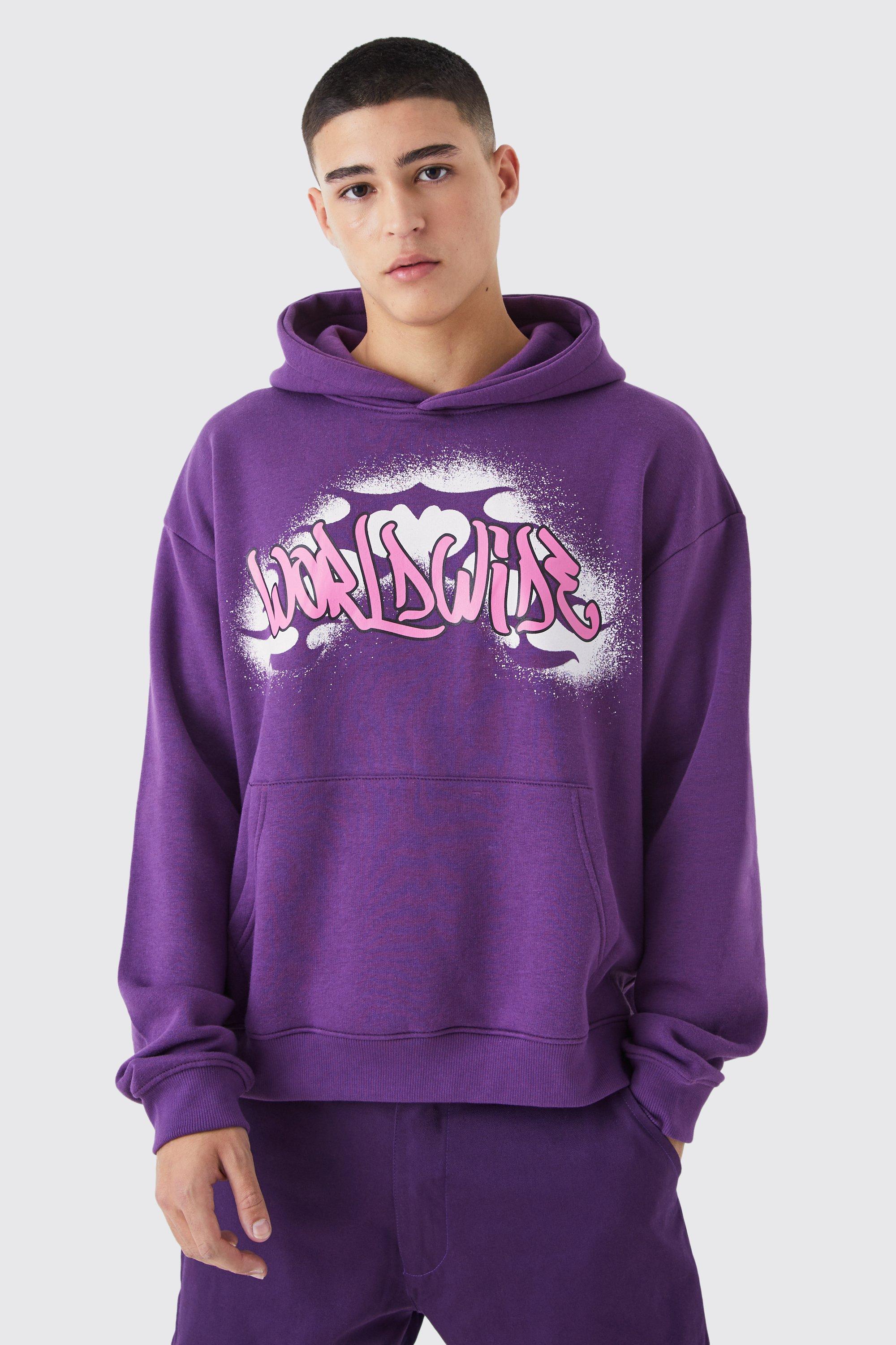 Boohooman purple hoodie new arrivals