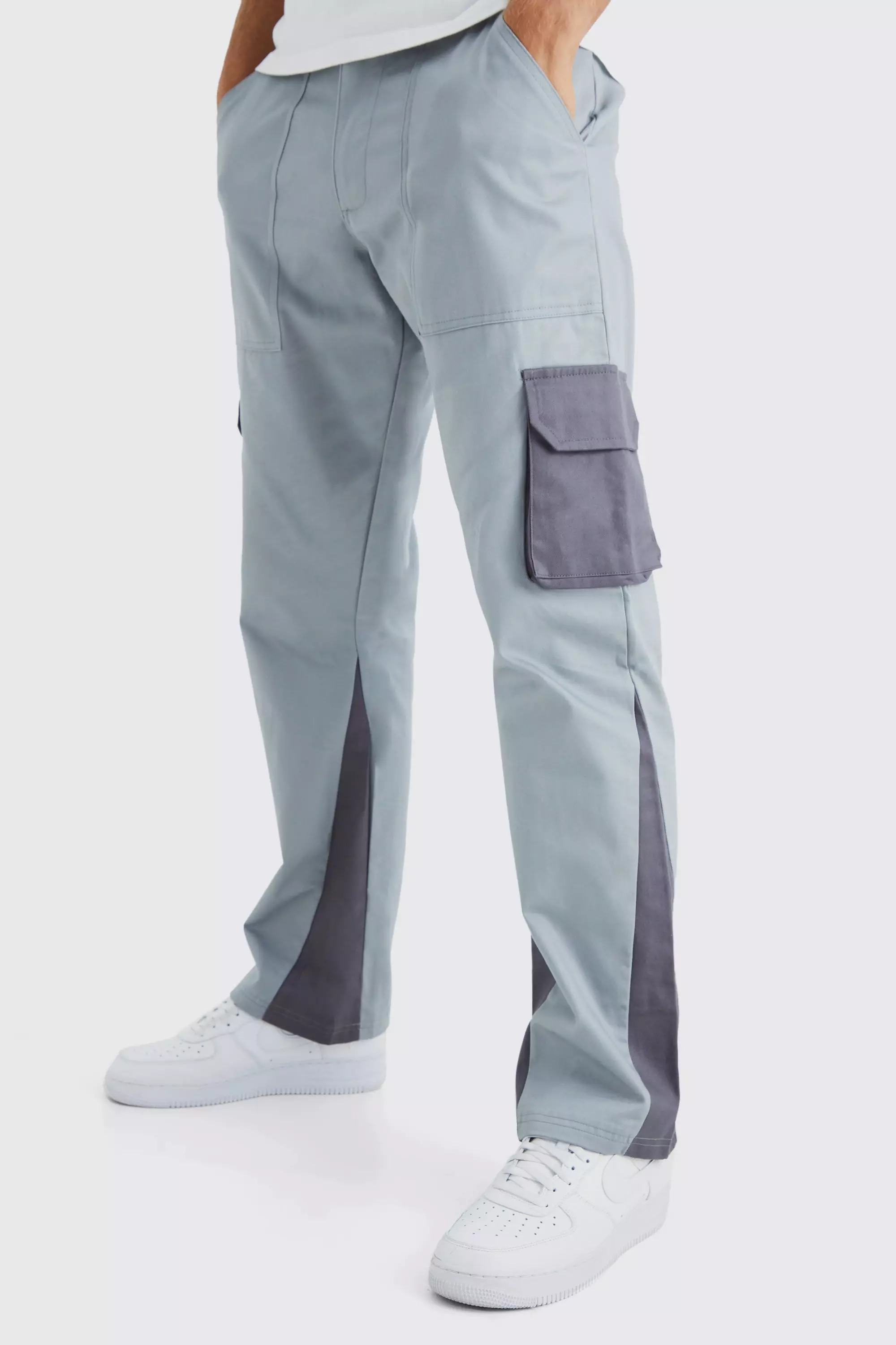 Slate Tall Slim Flare Gusset Colour Block Cargo Trouser alternative image