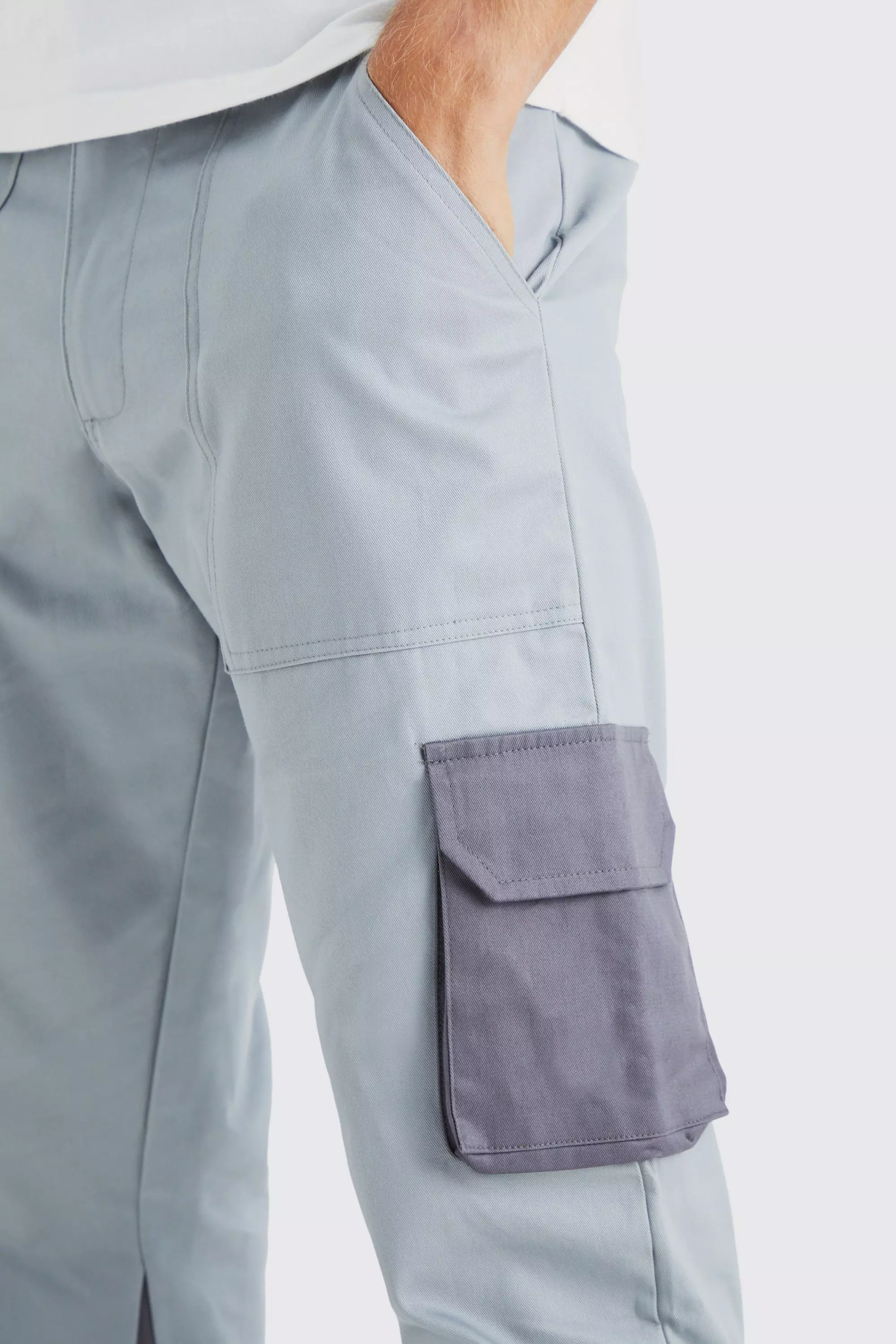 Slate Tall Slim Flare Gusset Colour Block Cargo Trouser alternative image
