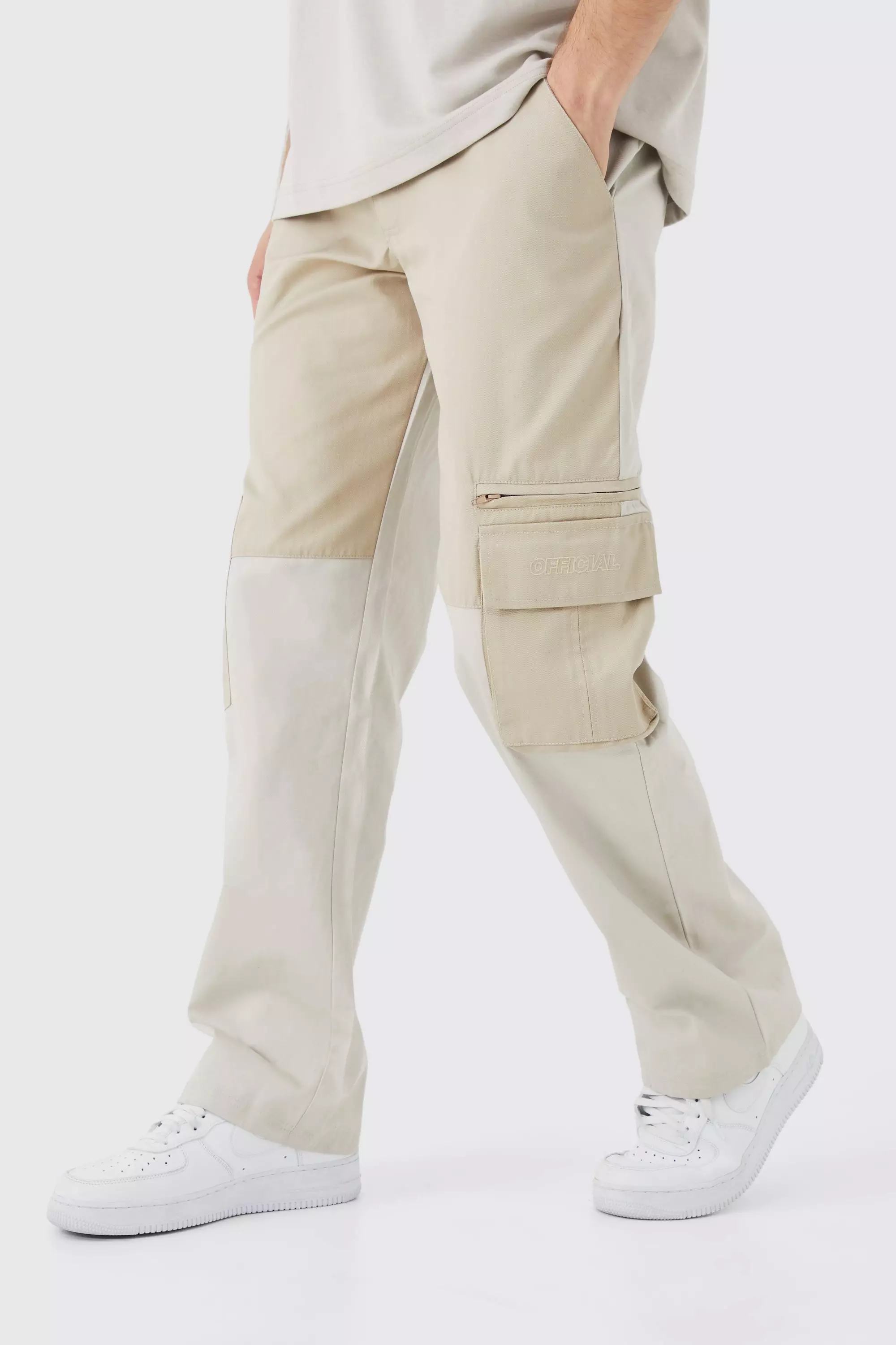Tall - Pantalon cargo ample color block - Official, Stone autre image