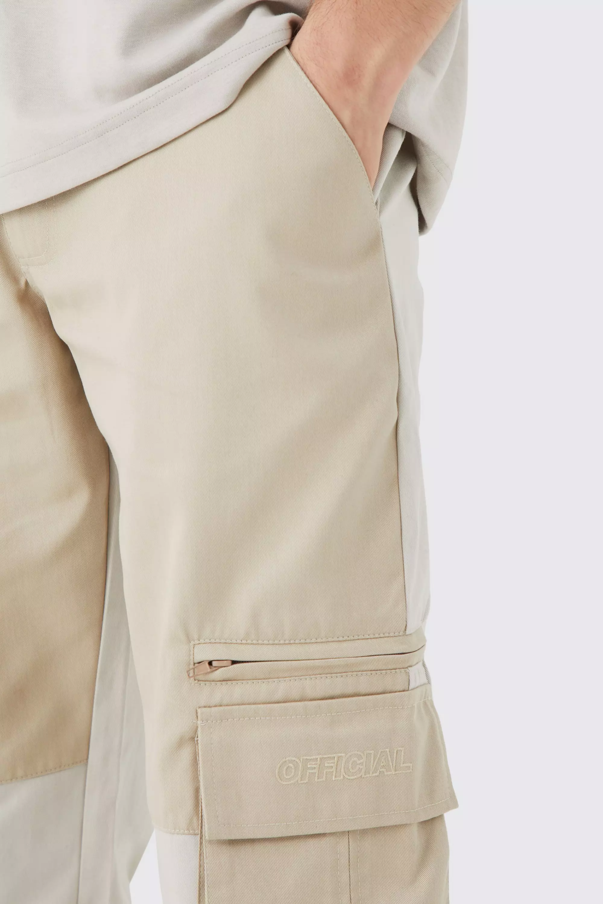 Tall - Pantalon cargo ample color block - Official, Stone autre image