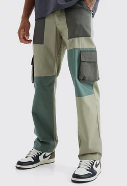 Tall Relaxed Fit Colour Block Cargo Pants Khaki