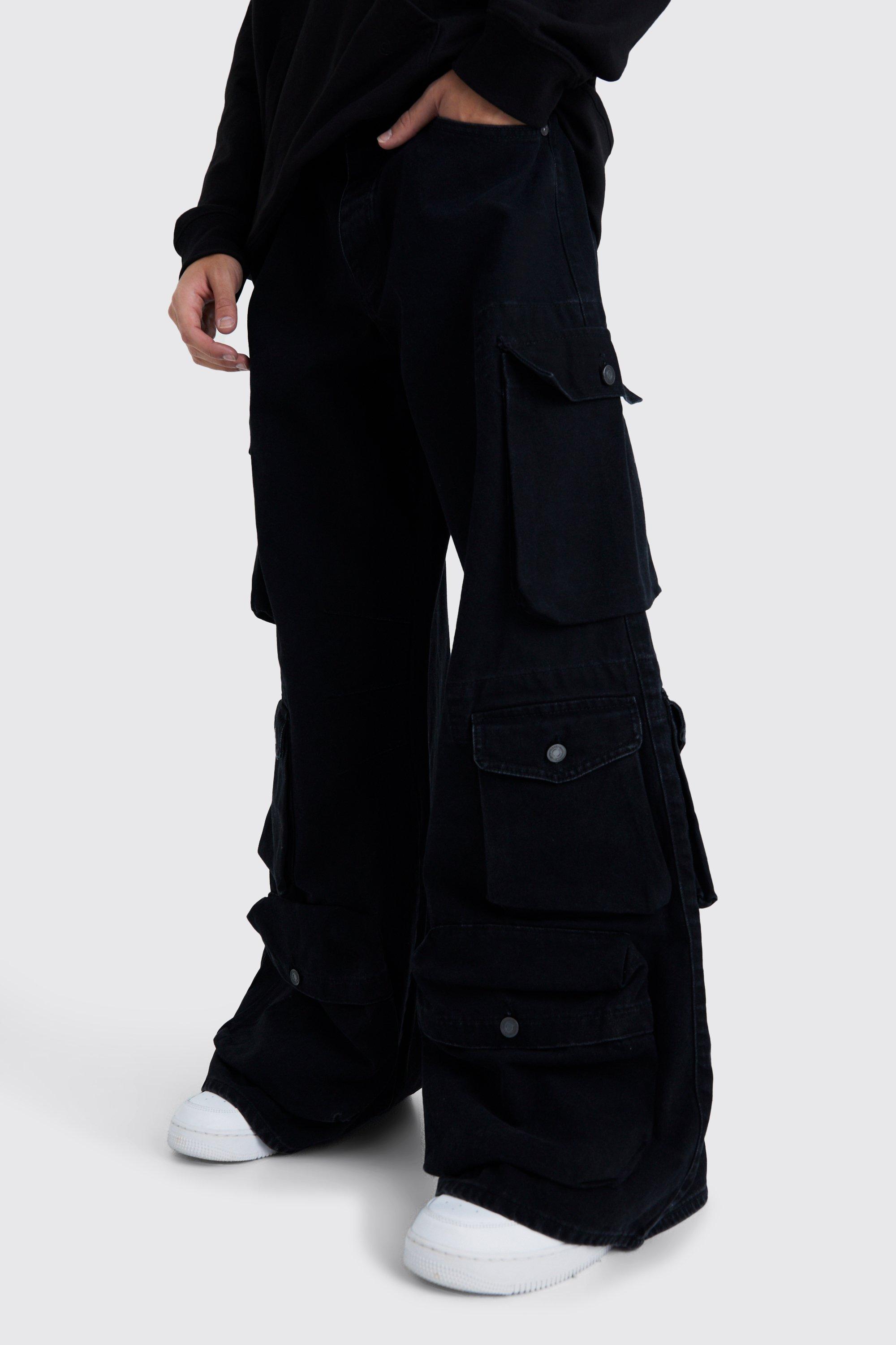 BDG Washed Black Multi-Pocket Cargo Jeans