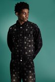 Washed black Boxy Fit All Over Star Laser Print Jean Jackets