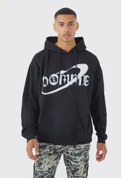 Black Oversized Pixilated Homme Hoodie