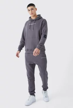 Grey Official Man Tape Hooded Tracksuit