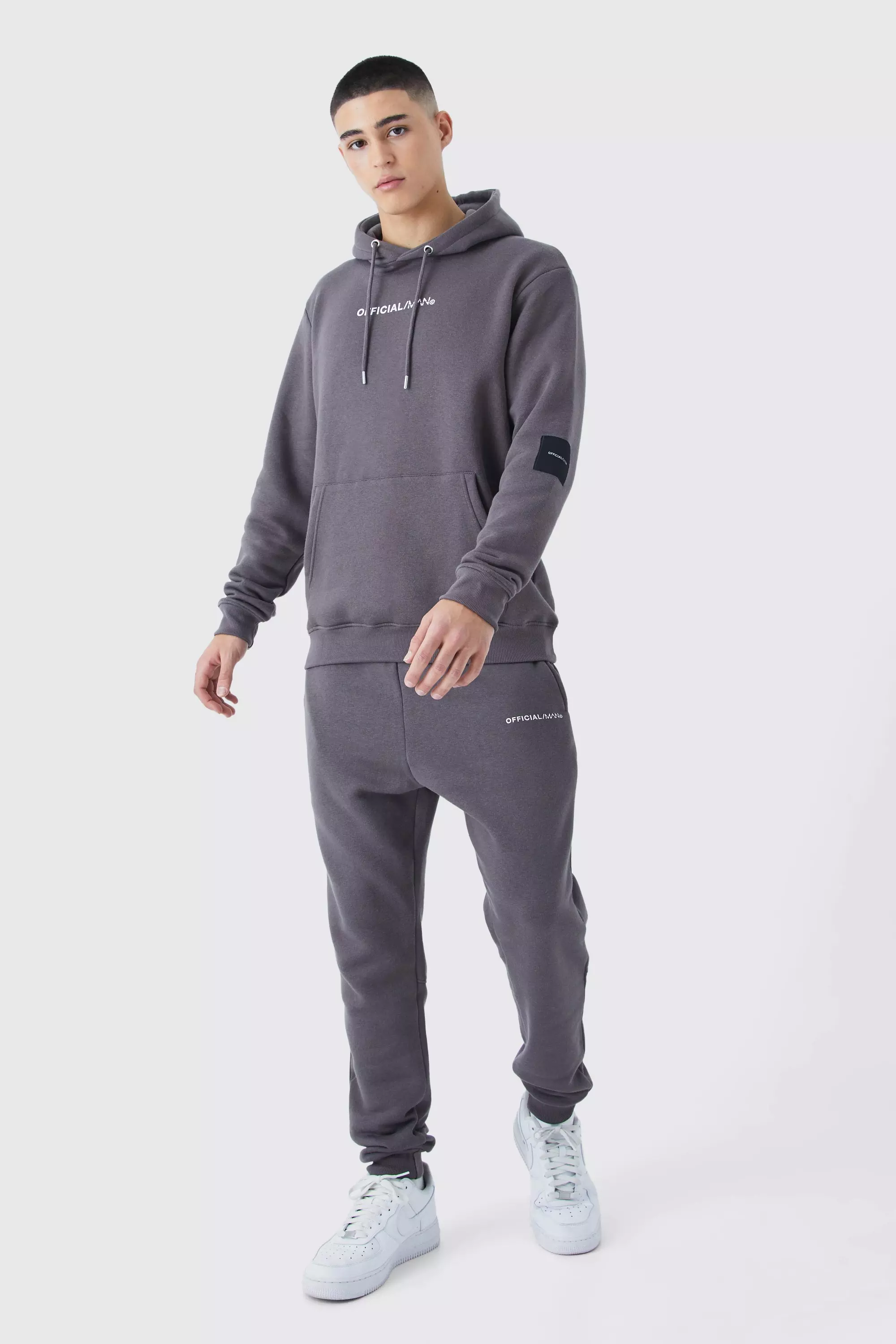 Official Man Tape Hooded Tracksuit Dark grey