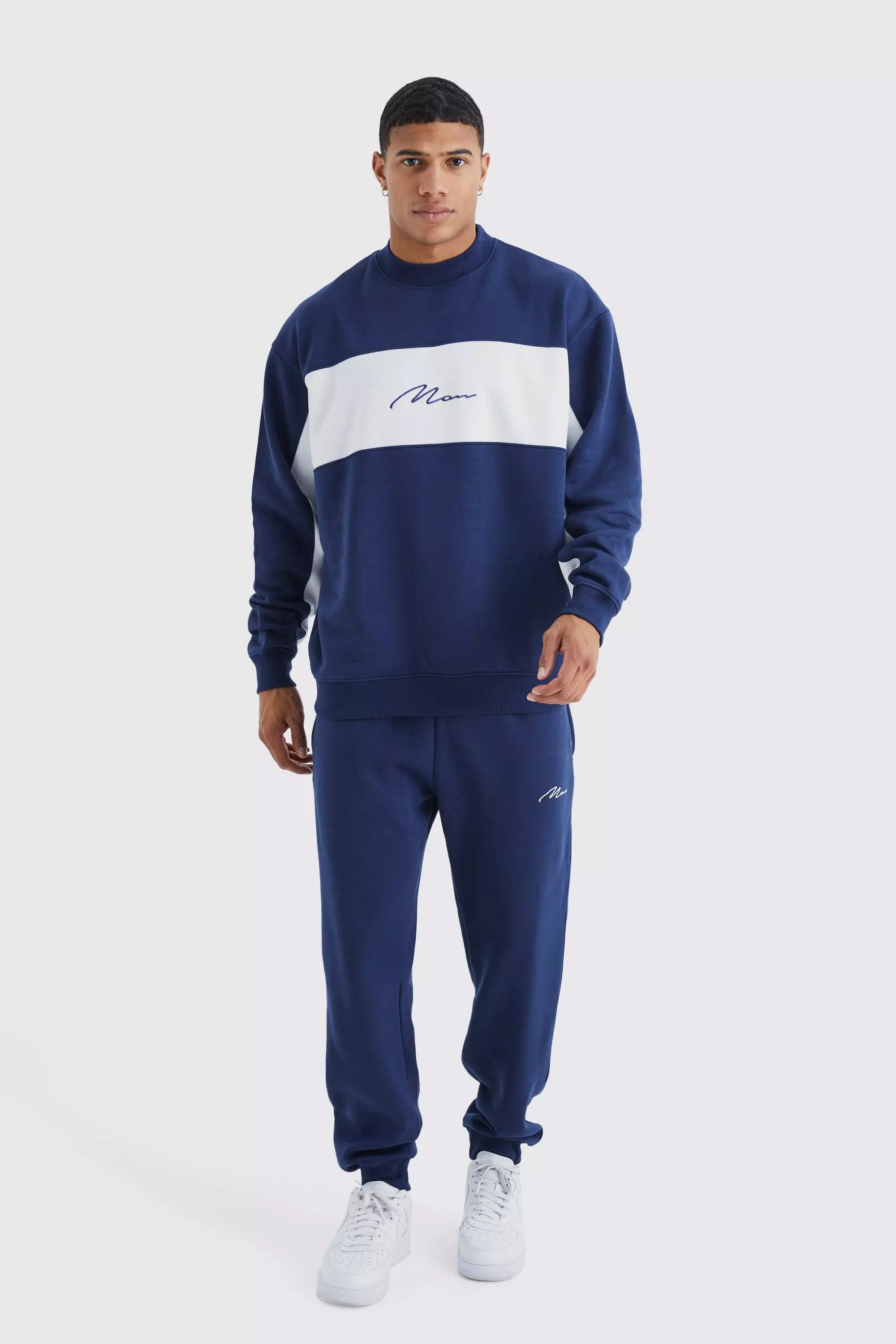 Navy Colour Block Tracksuit