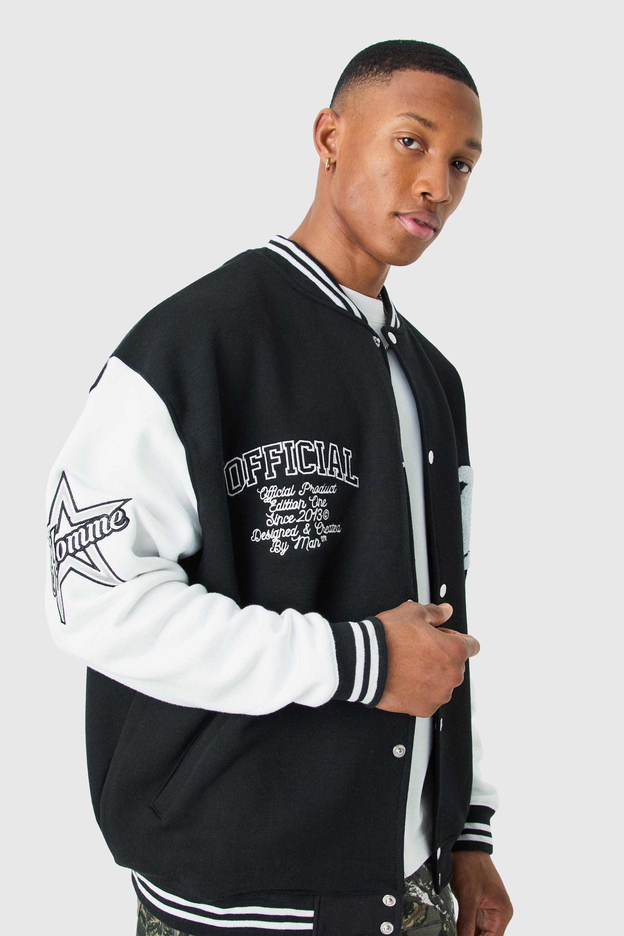 Pu Sleeve Oversized Varsity Jacket