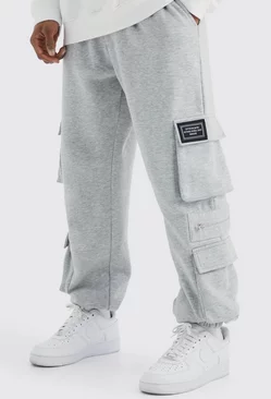 Grey Jersey Cargo Jogger With Zip Detail