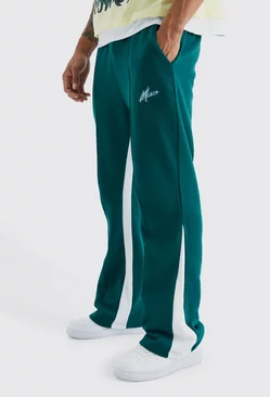Man Stacked Contrast Gusset Jogger Forest