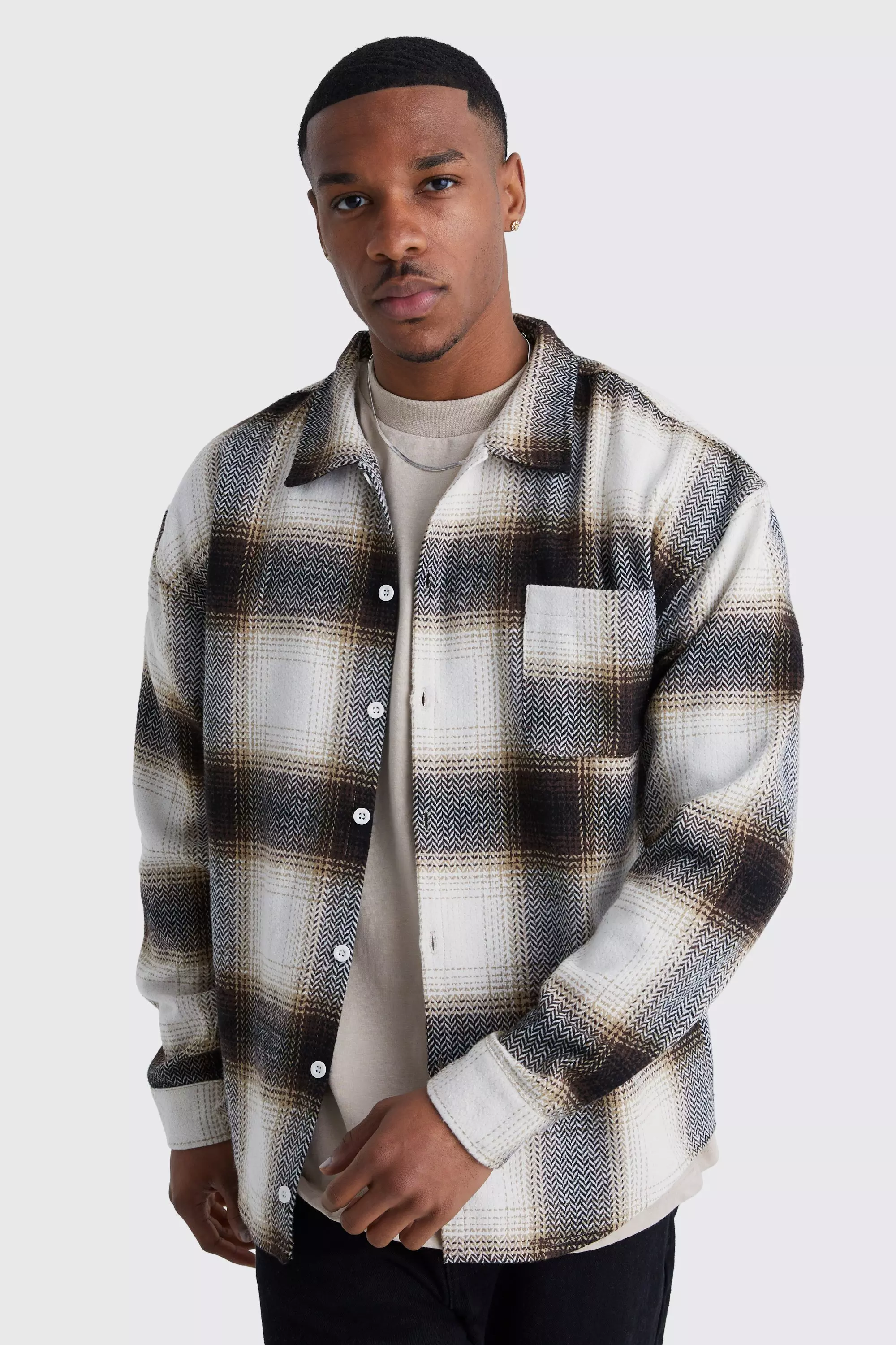 Boxy Flannel Shirt Stone