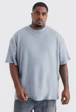 Plus Brushed Ottoman Oversized Extended Neck T-shirt Grey marl