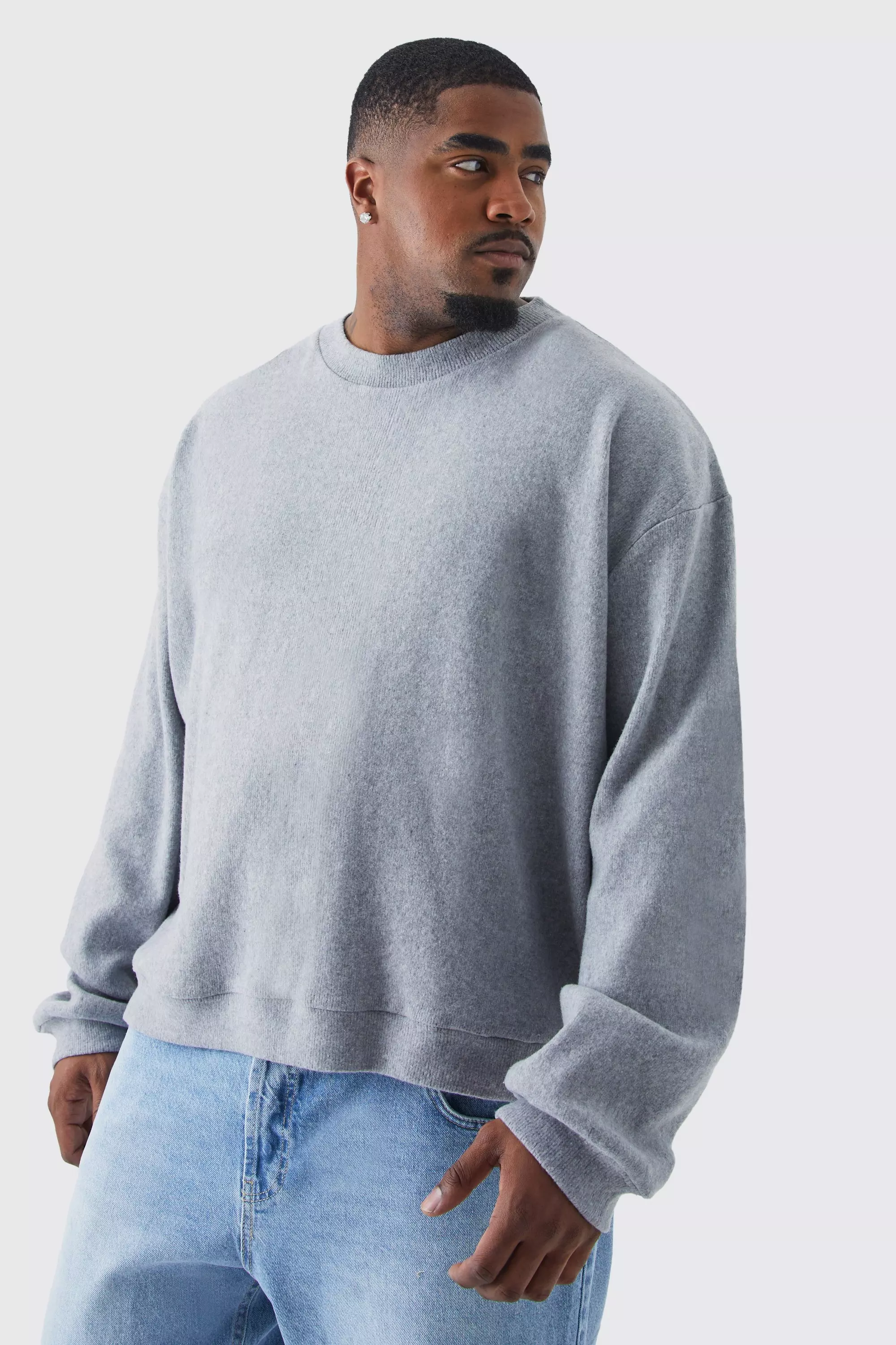 Grey marl Plus Brushed Ottoman Oversized Boxy Sweater alternative image