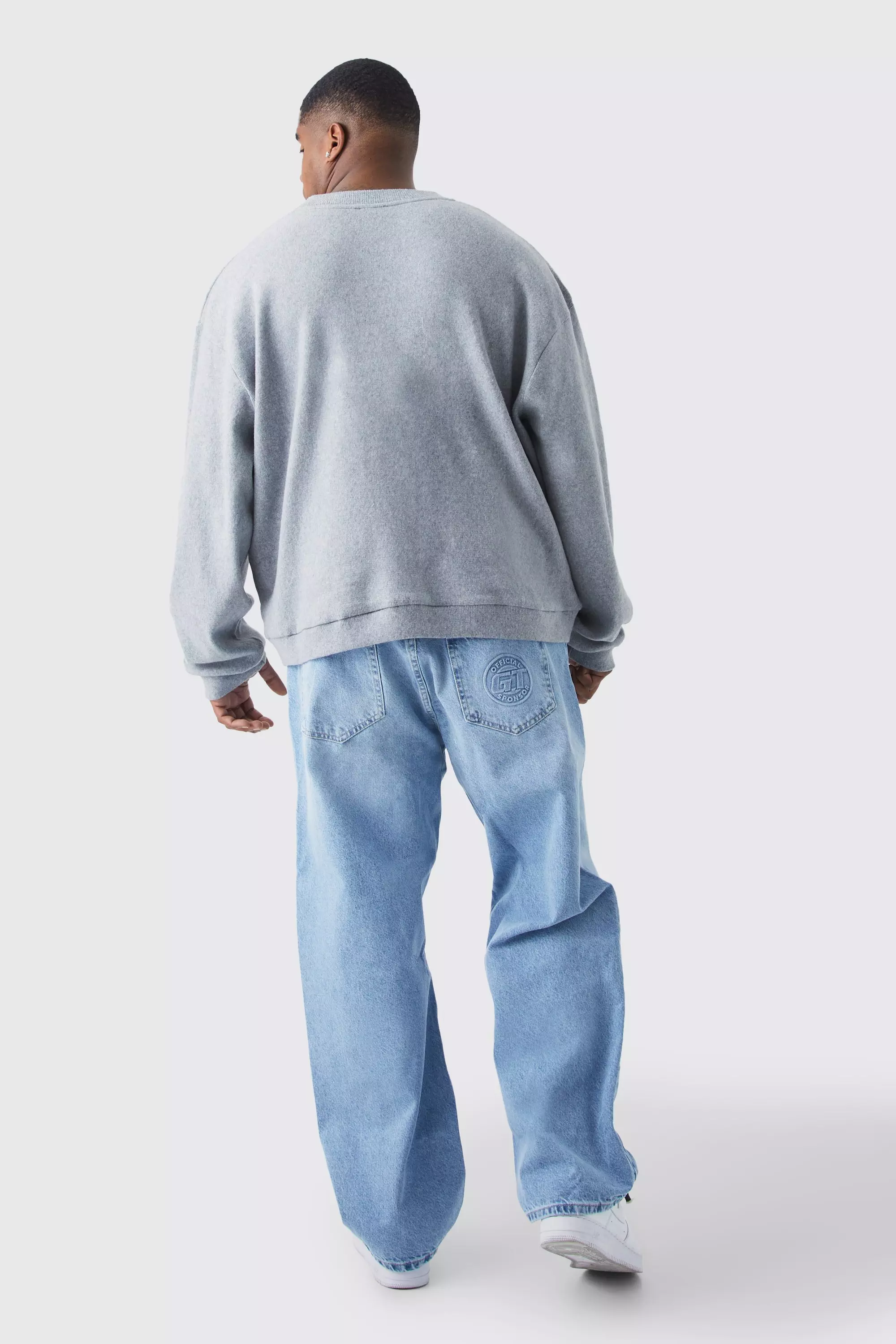 Grey marl Plus Brushed Ottoman Oversized Boxy Sweater alternative image